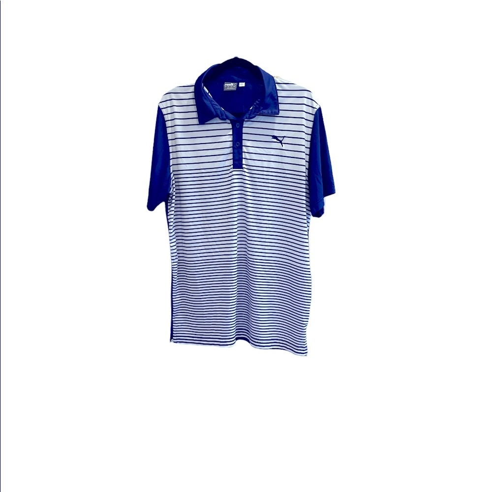 Mens Puma Dry Cell purple/blue shirt and white golf polo - Picture 2 of 7